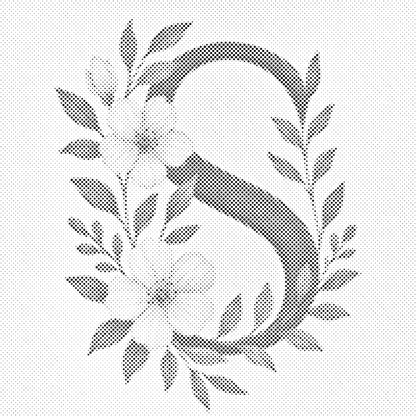 Mal-med-prikker -  Bogstav S - Blomstermønster