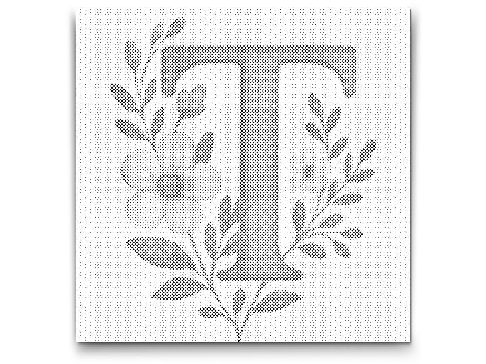 Mal-med-prikker -  Bogstav T - Blomstermønster