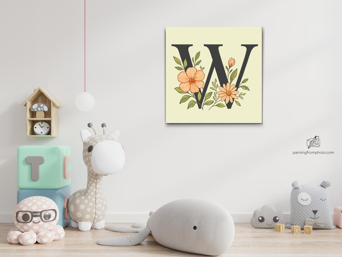 Paint by Numbers - Bogstav W - Blomstermønster