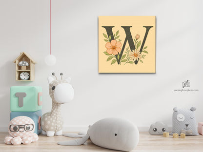 Diamond Painting - Bogstav W - Blomstermønster