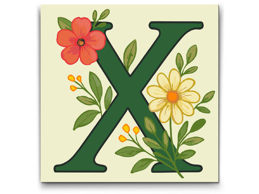 Paint by Numbers - Bogstav X - Blomstermønster