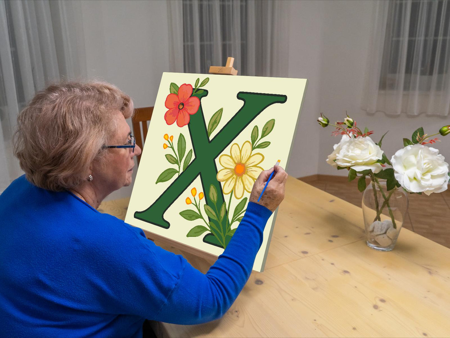 Paint by Numbers - Bogstav X - Blomstermønster