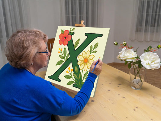 Paint by Numbers - Bogstav X - Blomstermønster