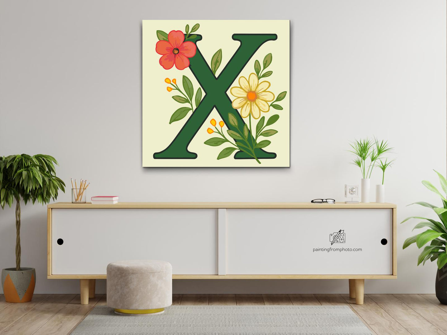 Paint by Numbers - Bogstav X - Blomstermønster