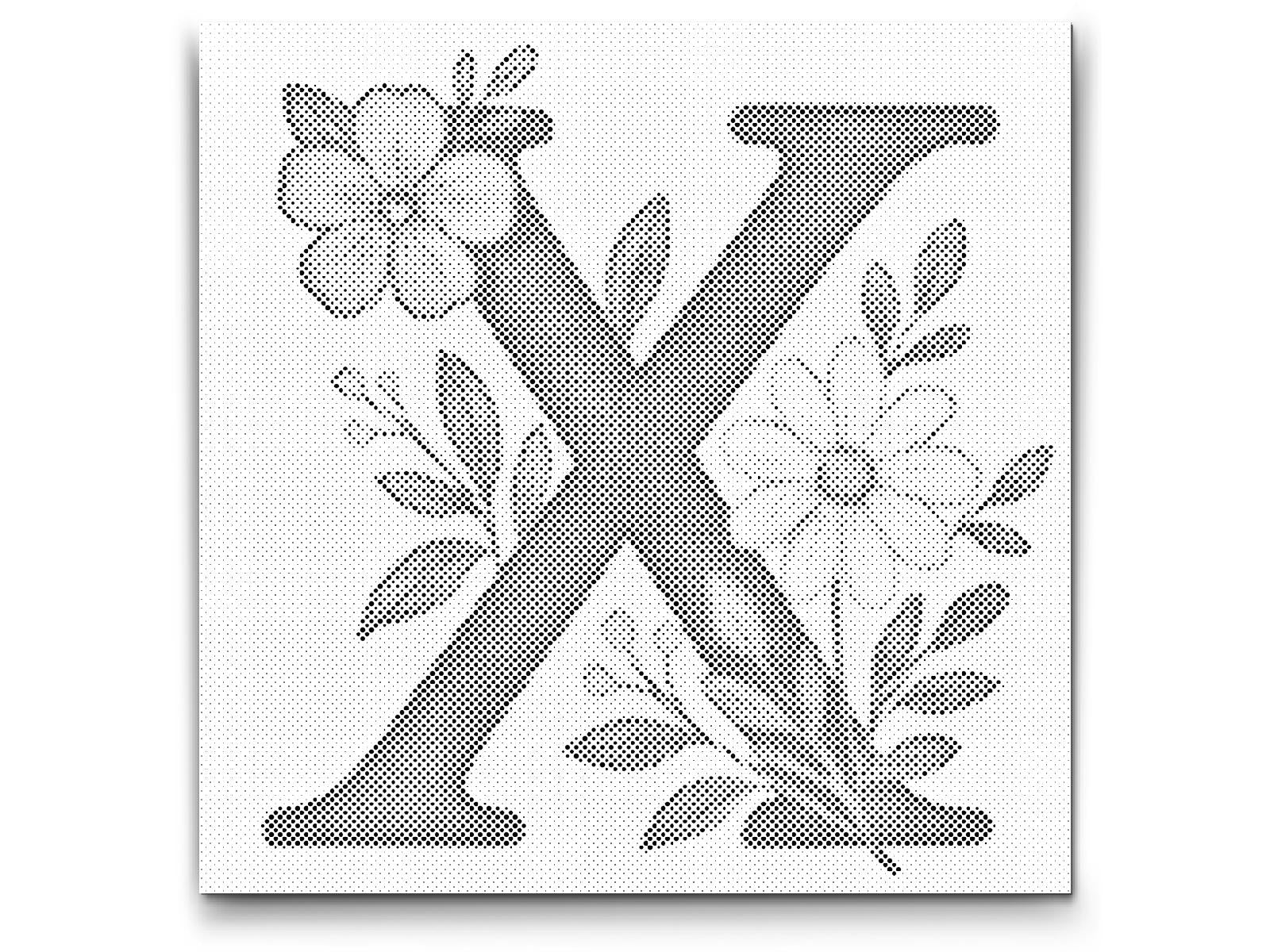 Mal-med-prikker -  Bogstav X - Blomstermønster