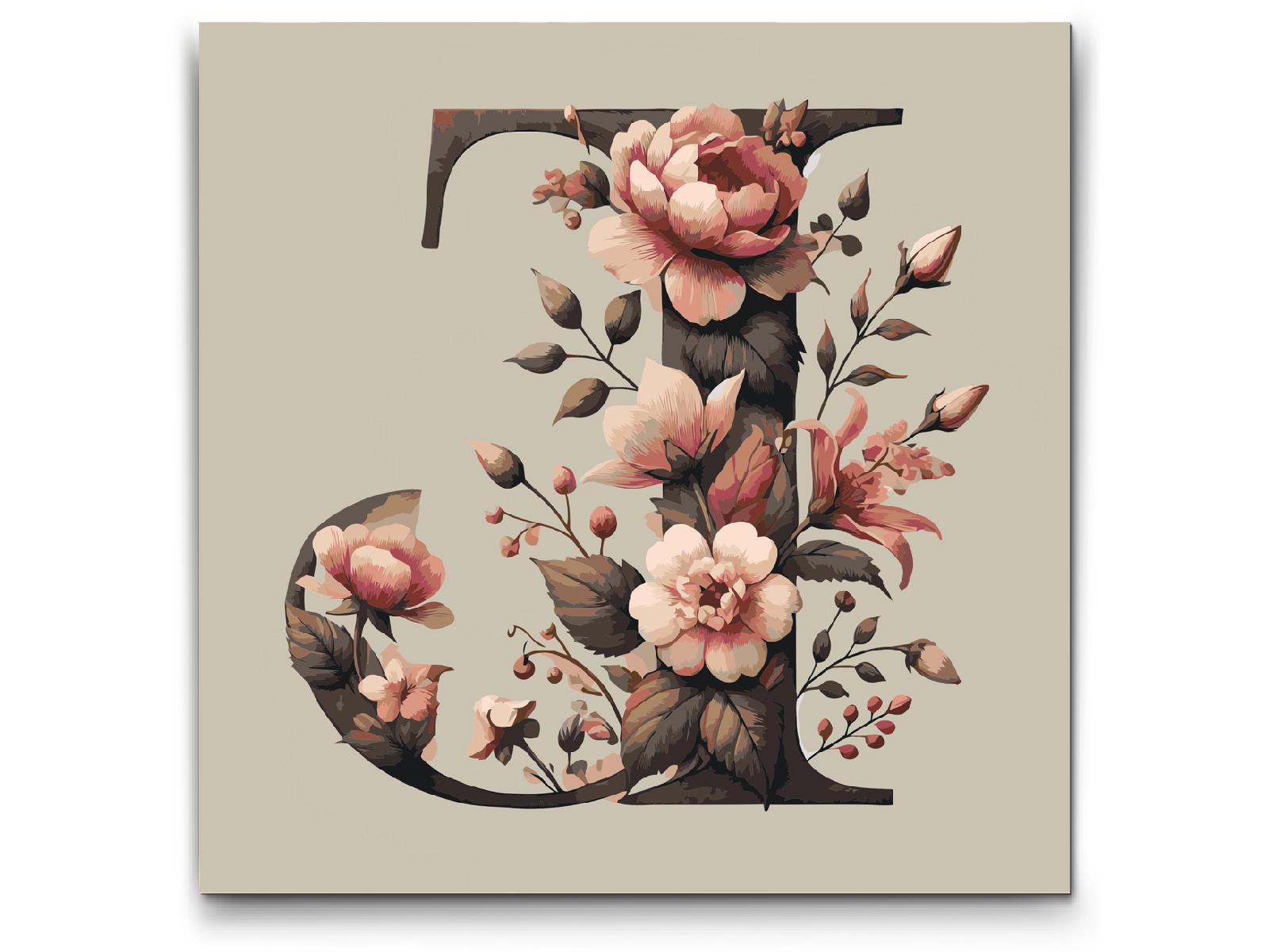 Paint by Numbers - Bogstav J - Blomstermønster