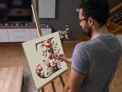 Paint by Numbers - Bogstav J - Blomstermønster