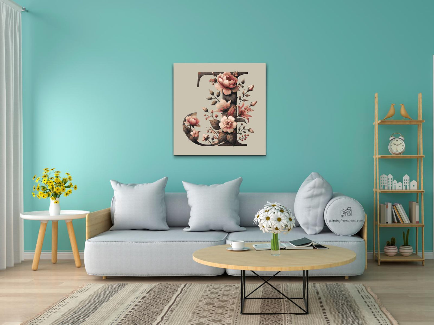 Paint by Numbers - Bogstav J - Blomstermønster