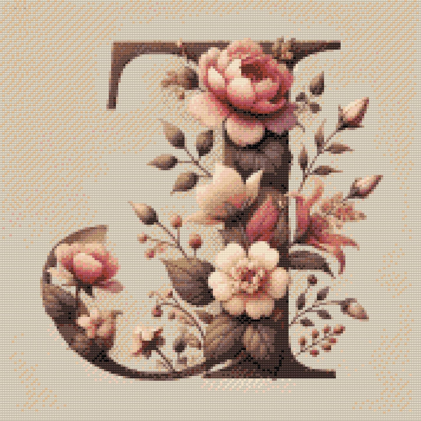 Diamond Painting - Bogstav J - Blomstermønster