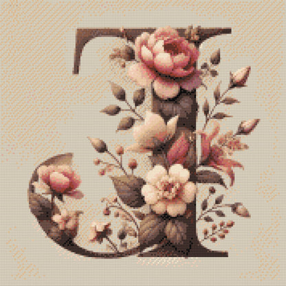 Diamond Painting - Bogstav J - Blomstermønster