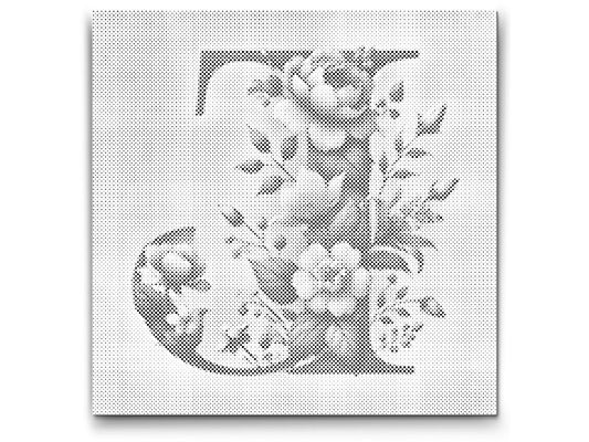 Mal-med-prikker -  Bogstav J - Blomstermønster