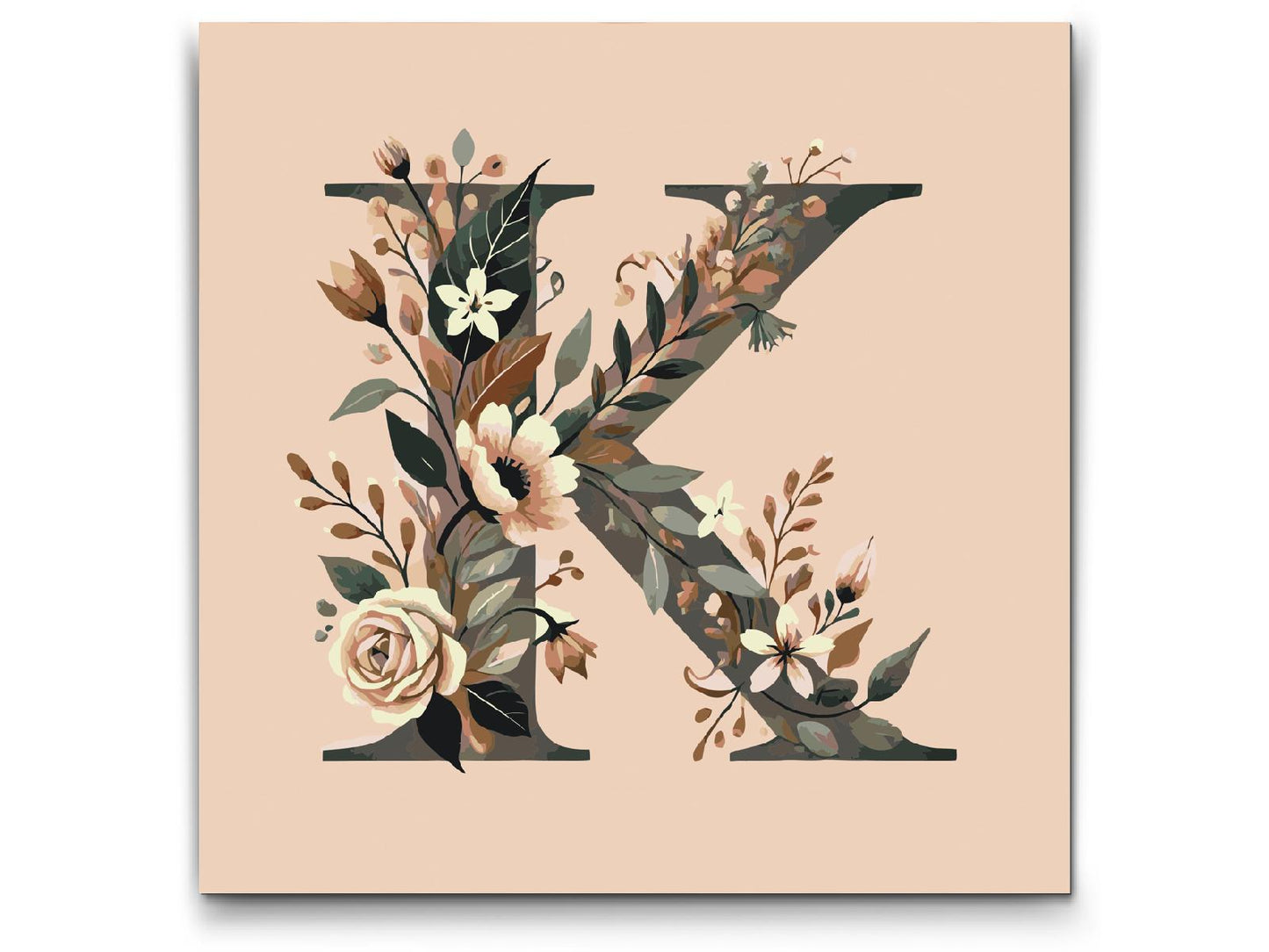 Paint by Numbers - Bogstav K - Blomstermønster