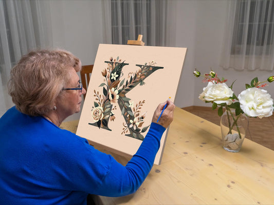 Paint by Numbers - Bogstav K - Blomstermønster