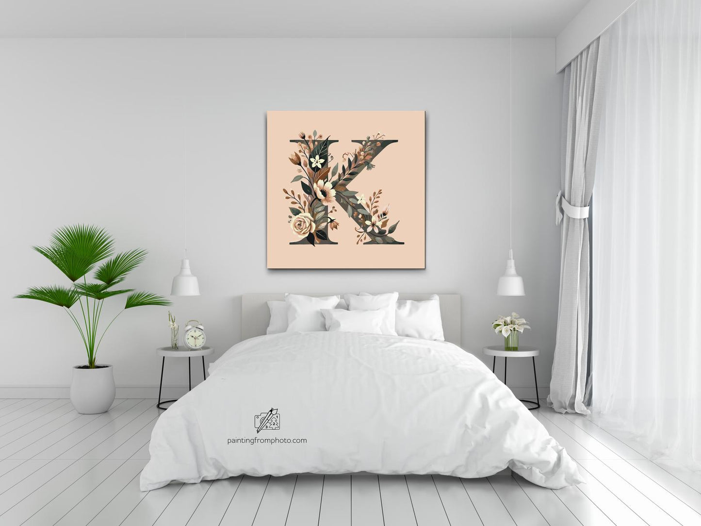 Paint by Numbers - Bogstav K - Blomstermønster