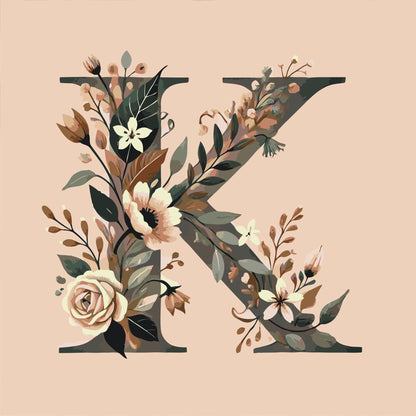 Paint by Numbers - Bogstav K - Blomstermønster