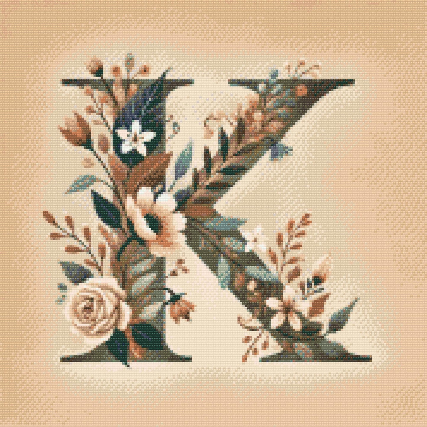 Diamond Painting - Bogstav K - Blomstermønster