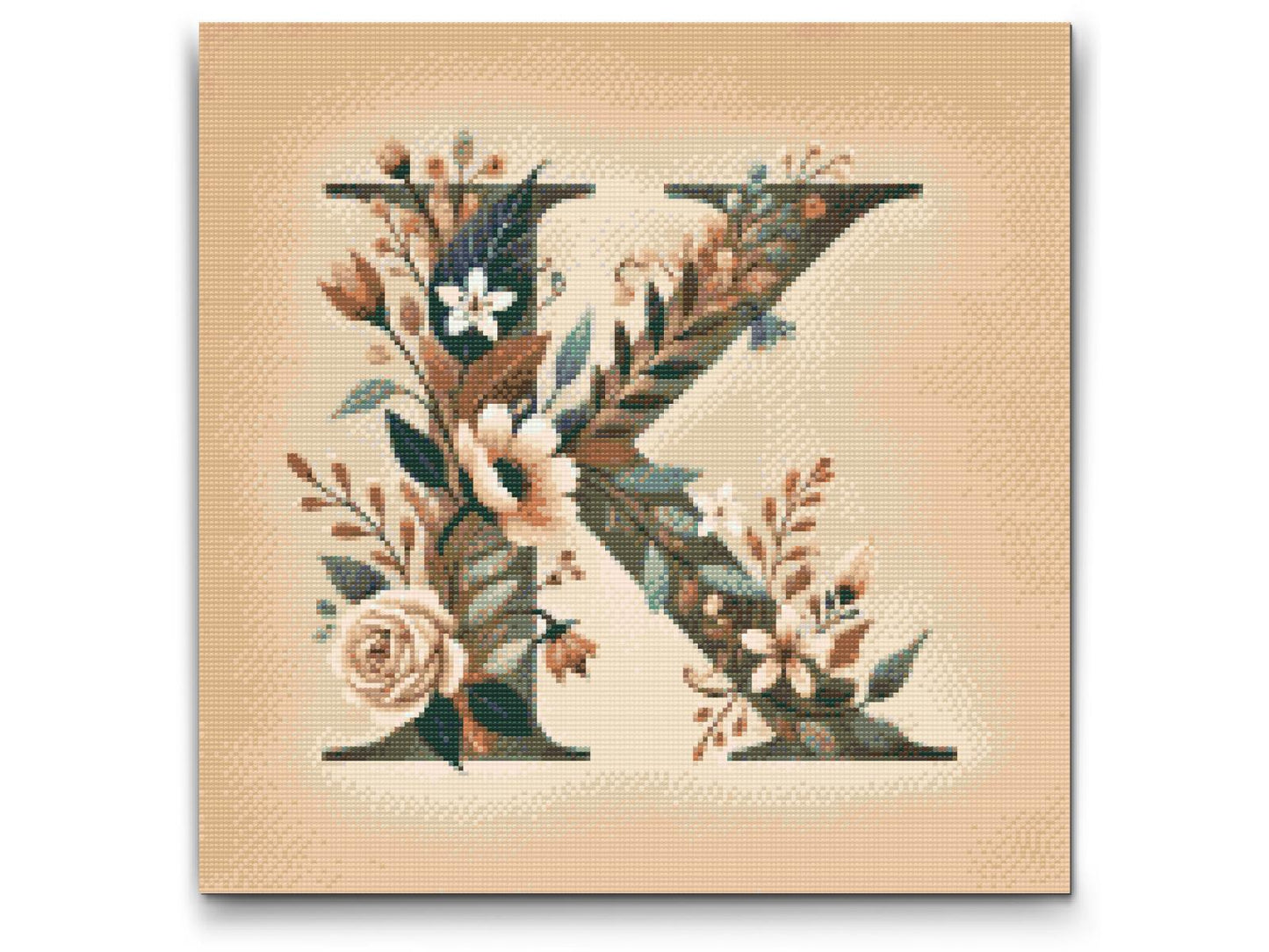 Diamond Painting - Bogstav K - Blomstermønster