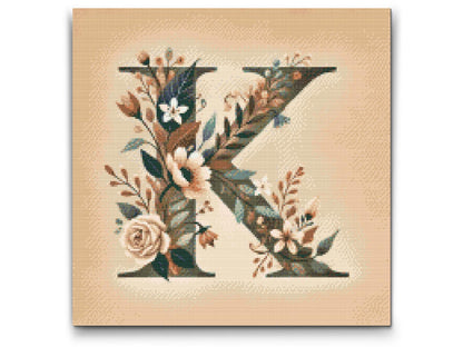 Diamond Painting - Bogstav K - Blomstermønster