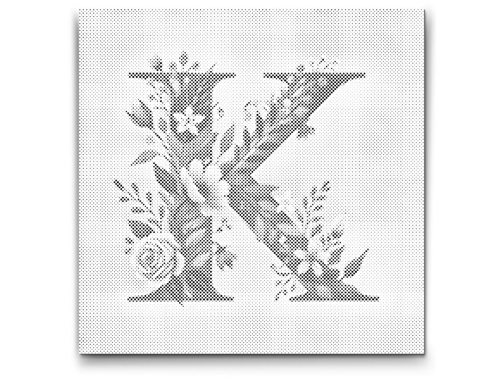 Mal-med-prikker -  Bogstav K - Blomstermønster