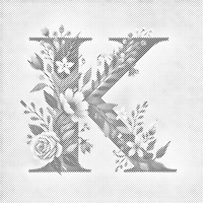 Mal-med-prikker -  Bogstav K - Blomstermønster