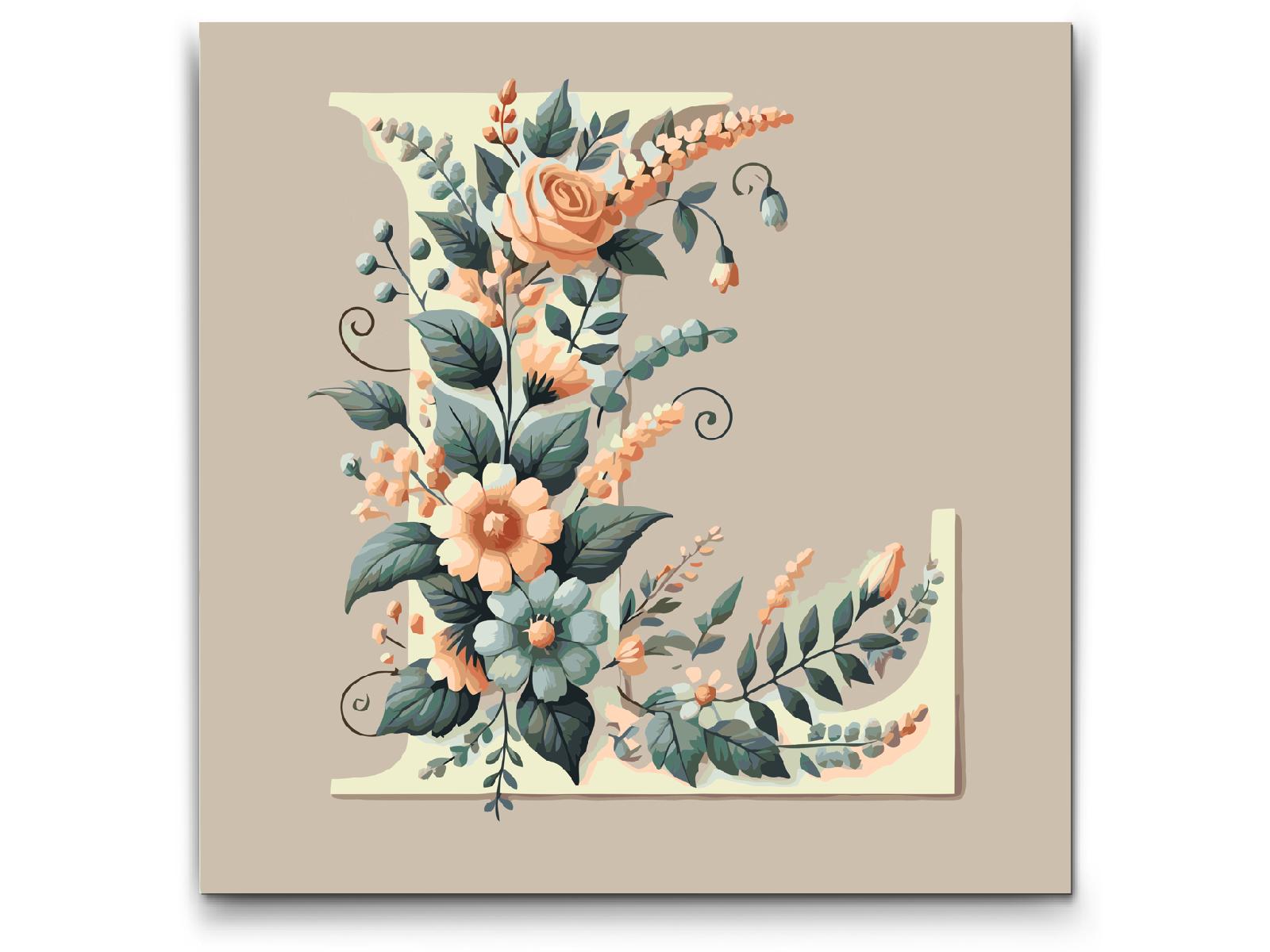 Paint by Numbers - Bogstav L - Blomstermønster
