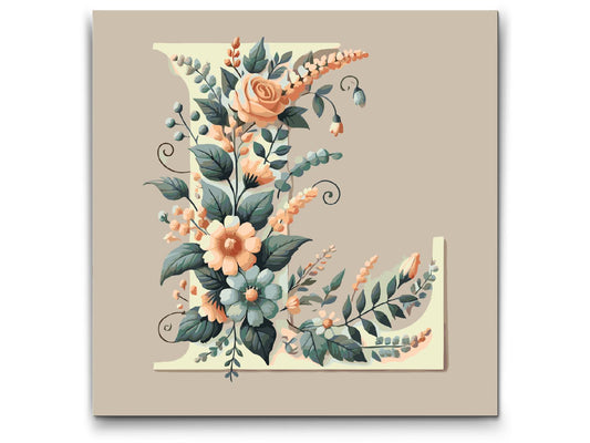 Paint by Numbers - Bogstav L - Blomstermønster