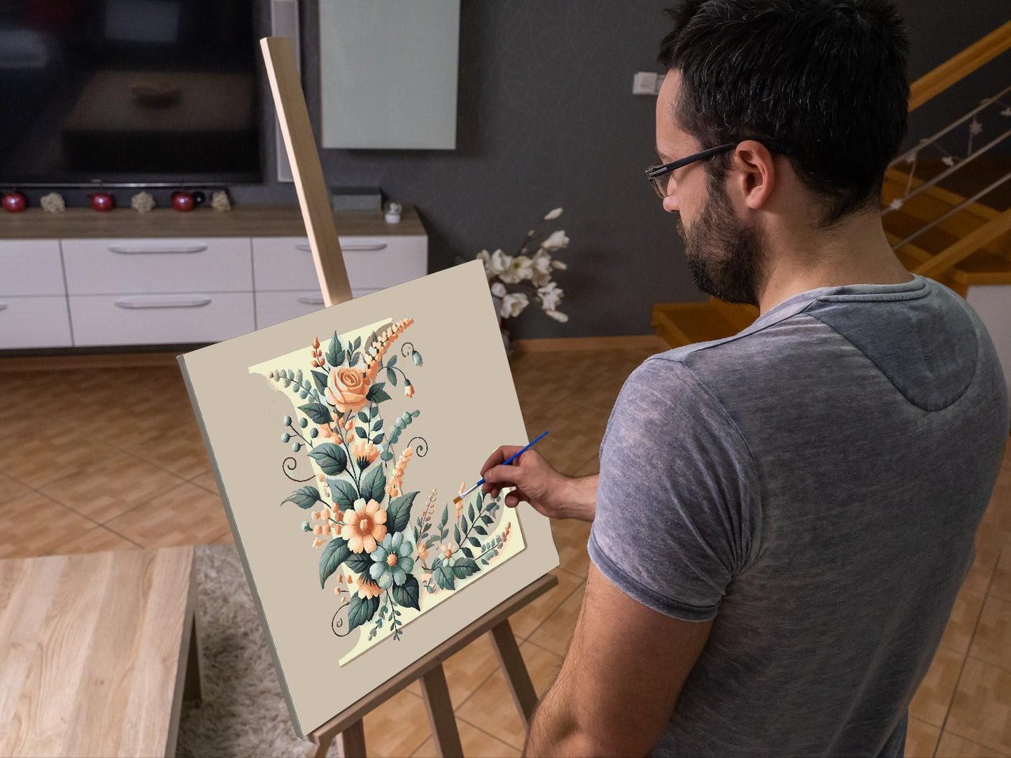 Paint by Numbers - Bogstav L - Blomstermønster