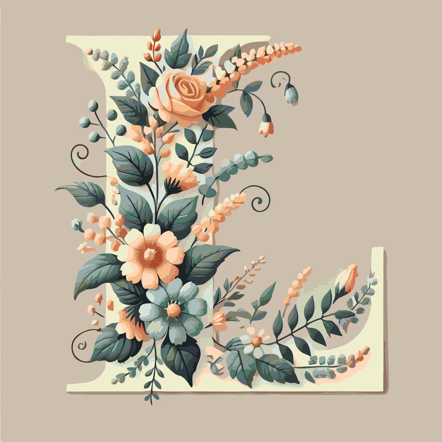Paint by Numbers - Bogstav L - Blomstermønster