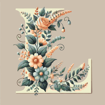 Paint by Numbers - Bogstav L - Blomstermønster