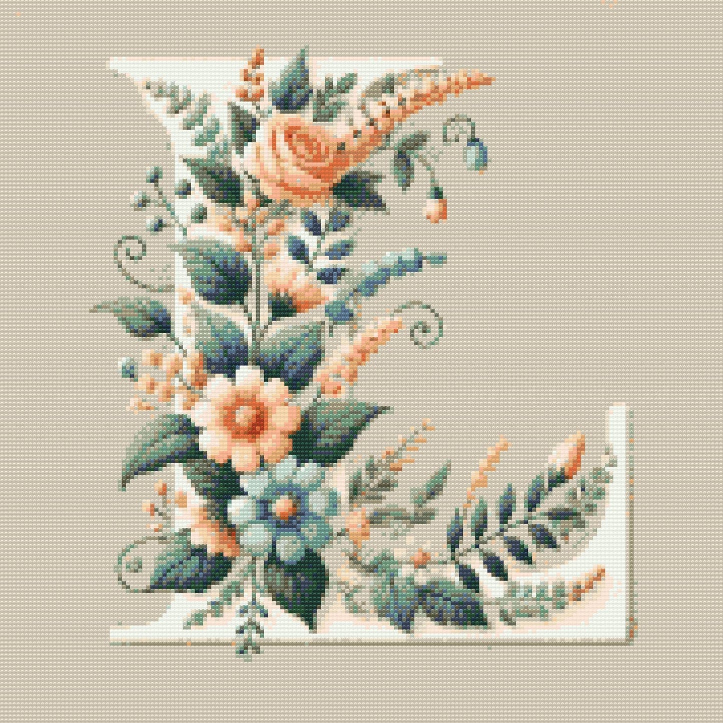 Diamond Painting - Bogstav L - Blomstermønster