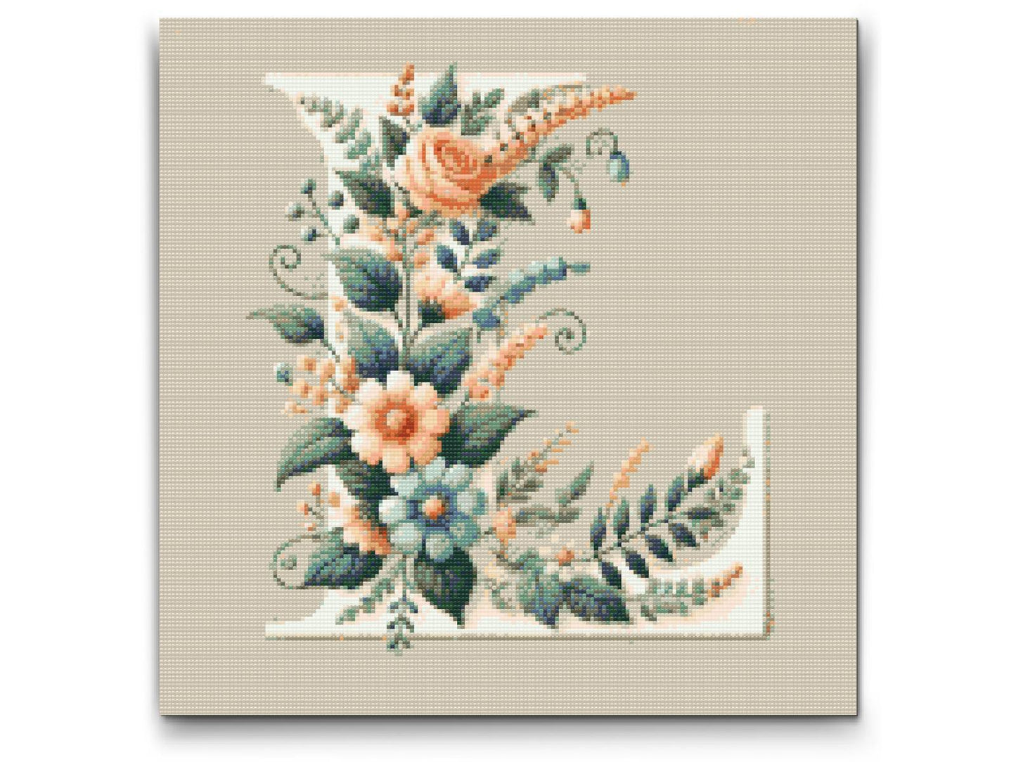 Diamond Painting - Bogstav L - Blomstermønster