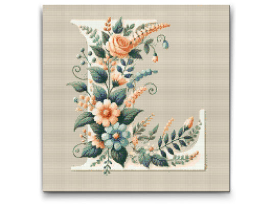 Diamond Painting - Bogstav L - Blomstermønster