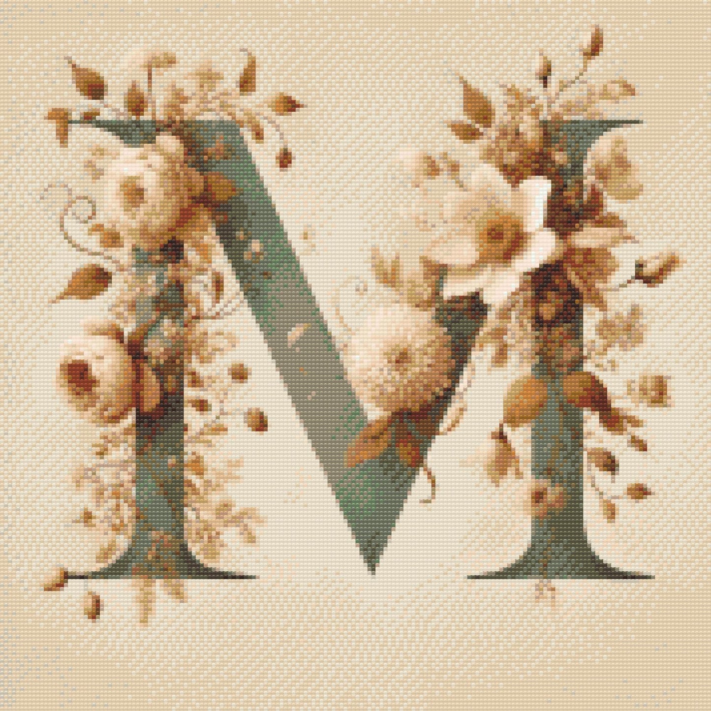 Diamond Painting - Bogstav M - Blomstermønster