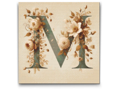 Diamond Painting - Bogstav M - Blomstermønster
