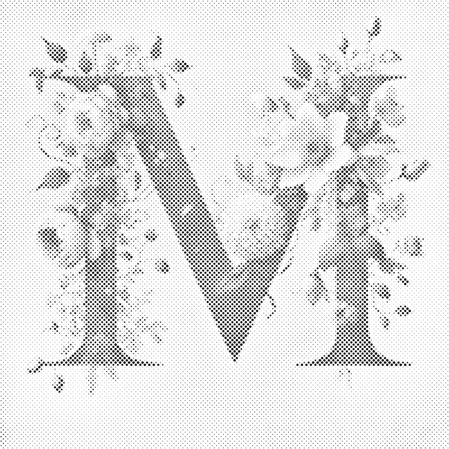 Mal-med-prikker -  Bogstav M - Blomstermønster