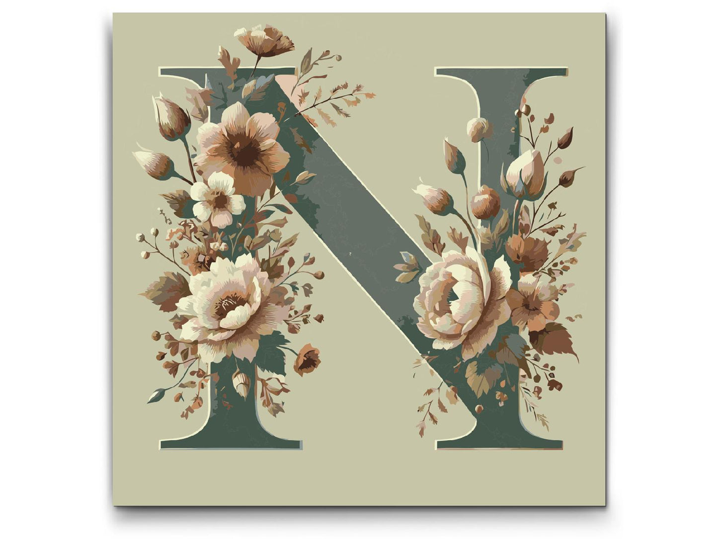 Paint by Numbers - Bogstav N - Blomstermønster