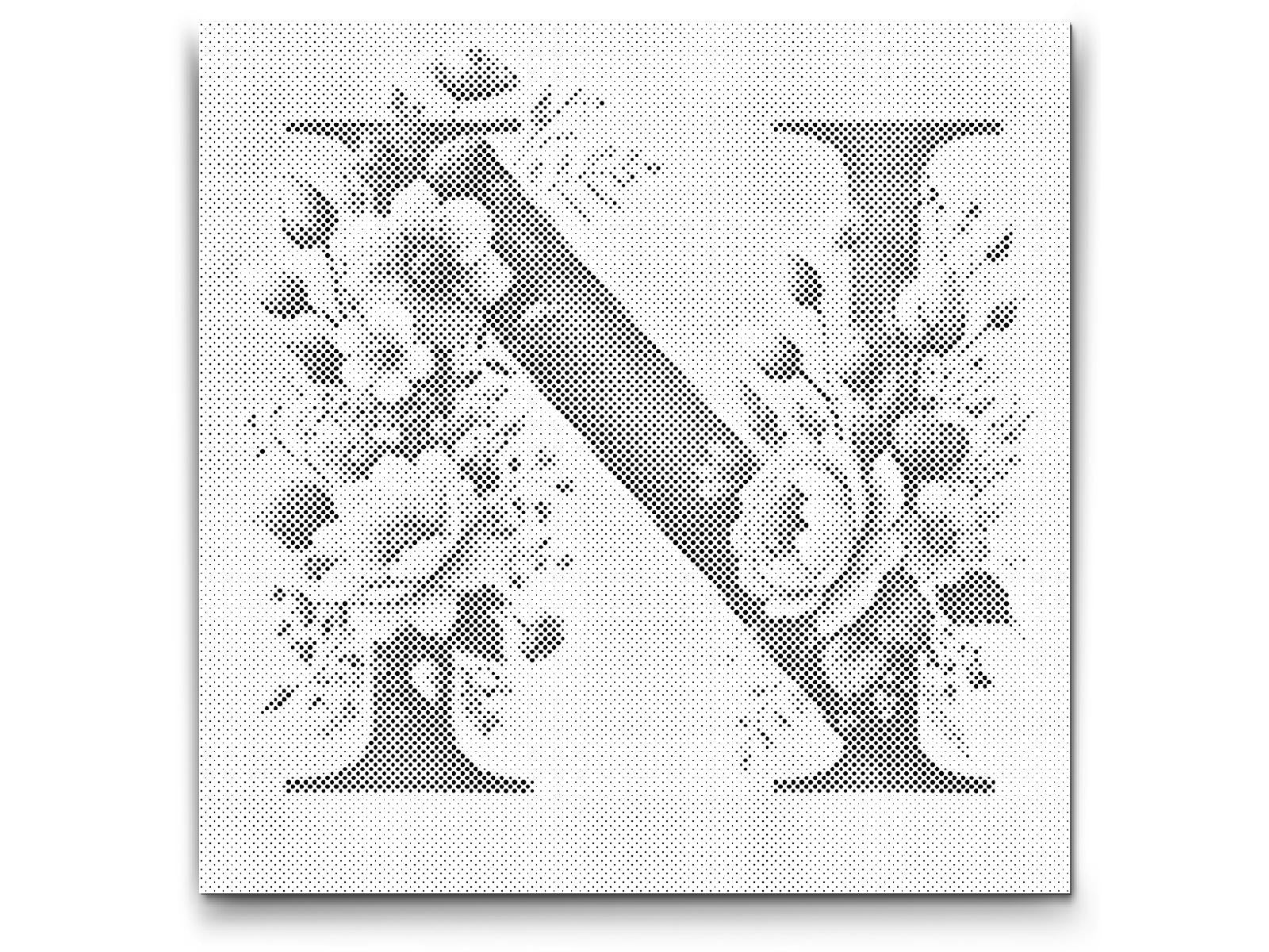 Mal-med-prikker -  Bogstav N - Blomstermønster