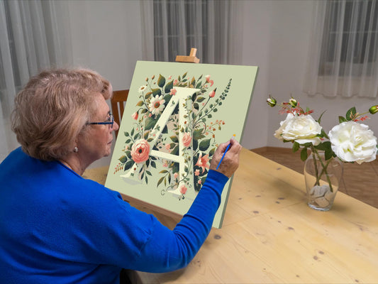 Paint by Numbers - Bogstav A - Blomstermønster