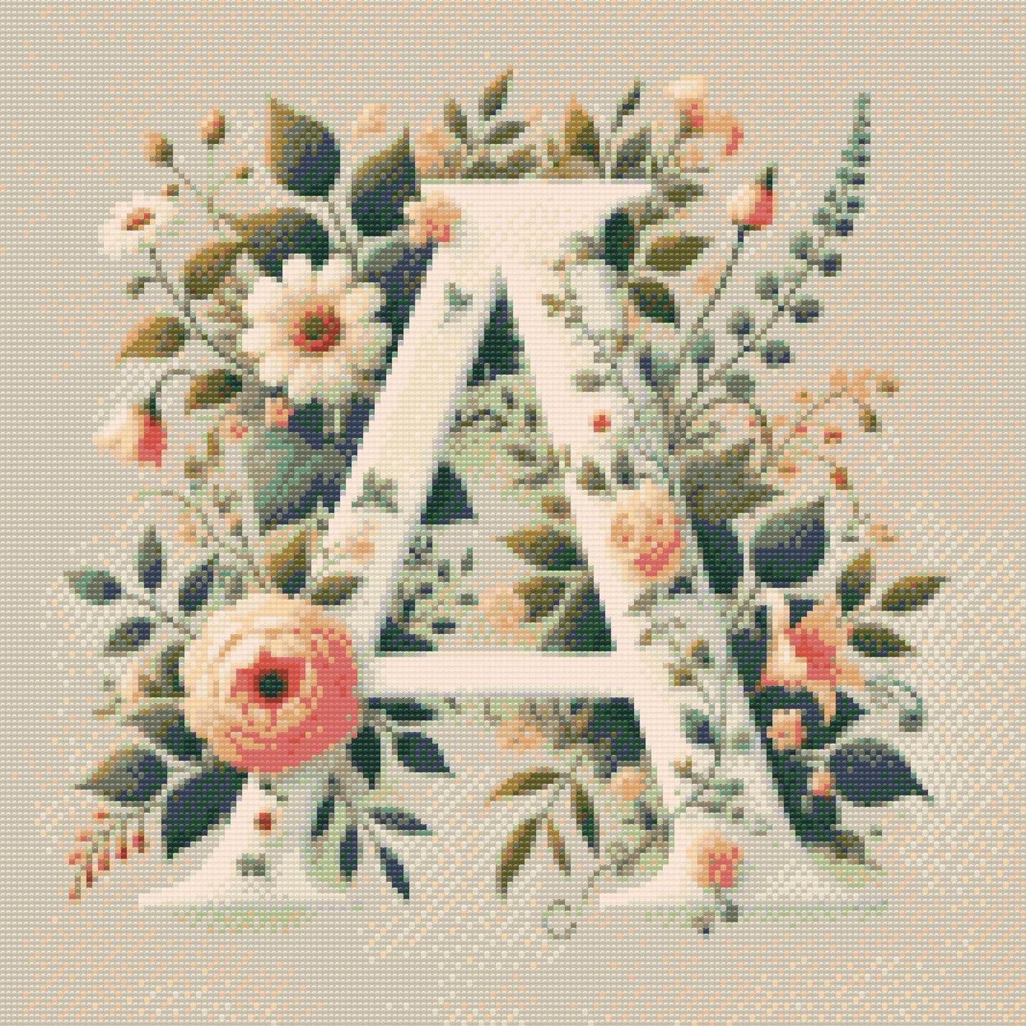 Diamond Painting - Bogstav A - Blomstermønster