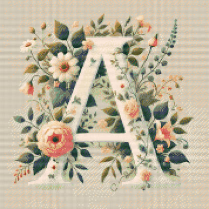 Diamond Painting - Bogstav A - Blomstermønster