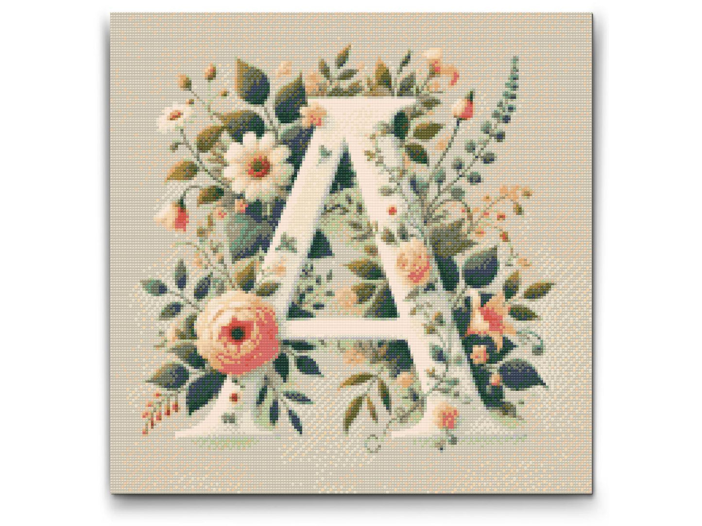 Diamond Painting - Bogstav A - Blomstermønster