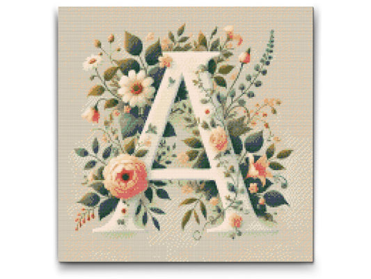 Diamond Painting - Bogstav A - Blomstermønster