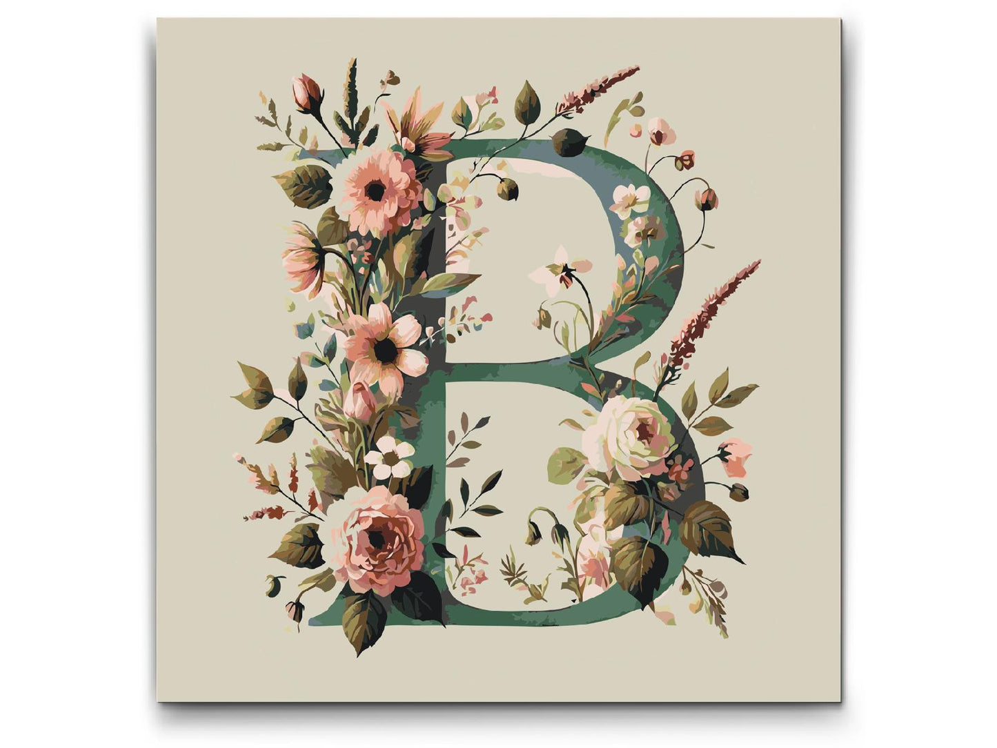 Paint by Numbers - Bogstav B - Blomstermønster