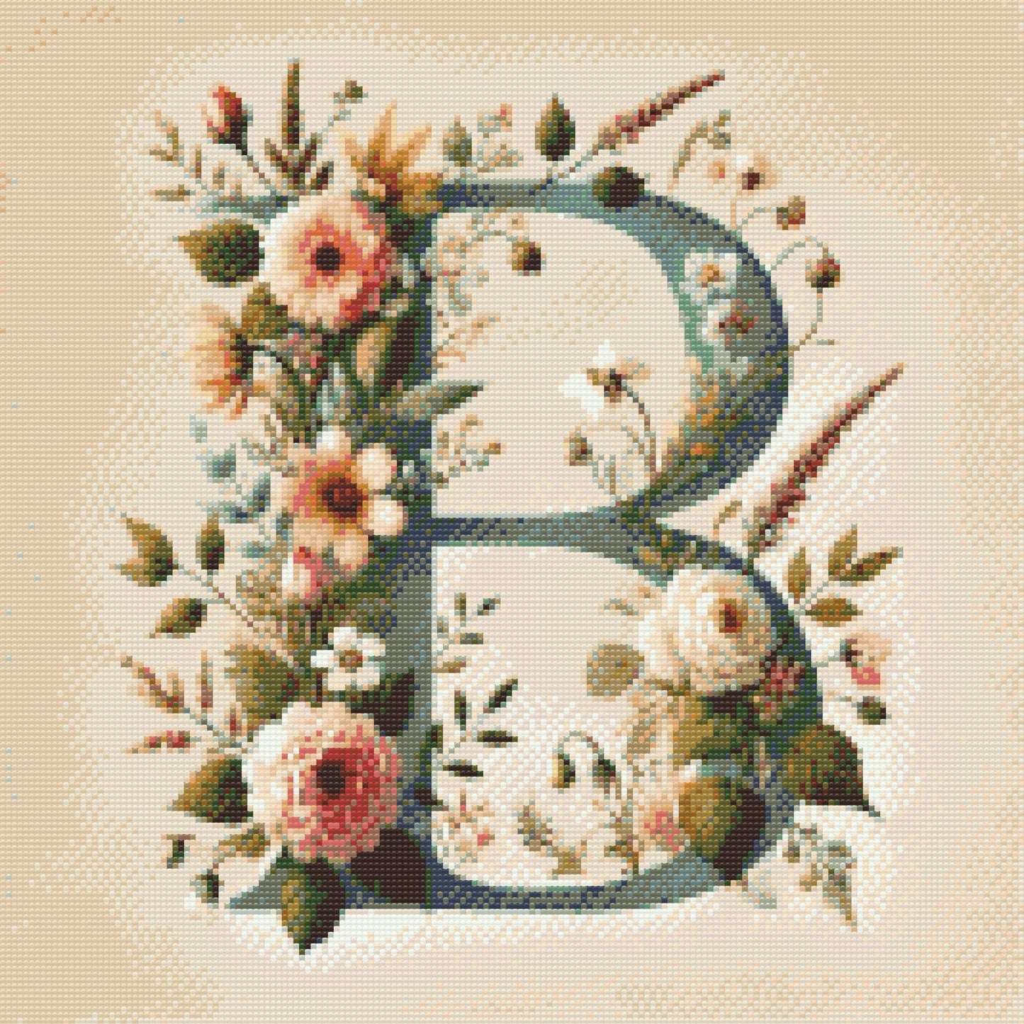 Diamond Painting - Bogstav B - Blomstermønster