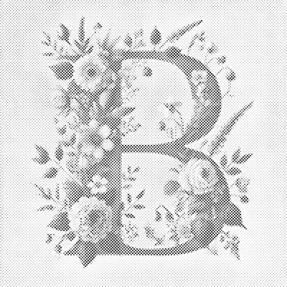 Mal-med-prikker -  Bogstav B - Blomstermønster