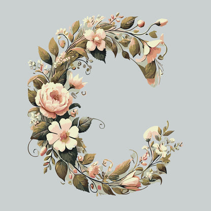 Paint by Numbers - Bogstav C - Blomstermønster