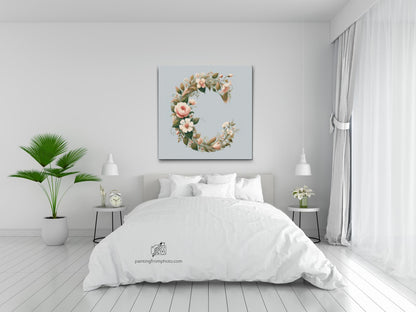 Diamond Painting - Bogstav C - Blomstermønster