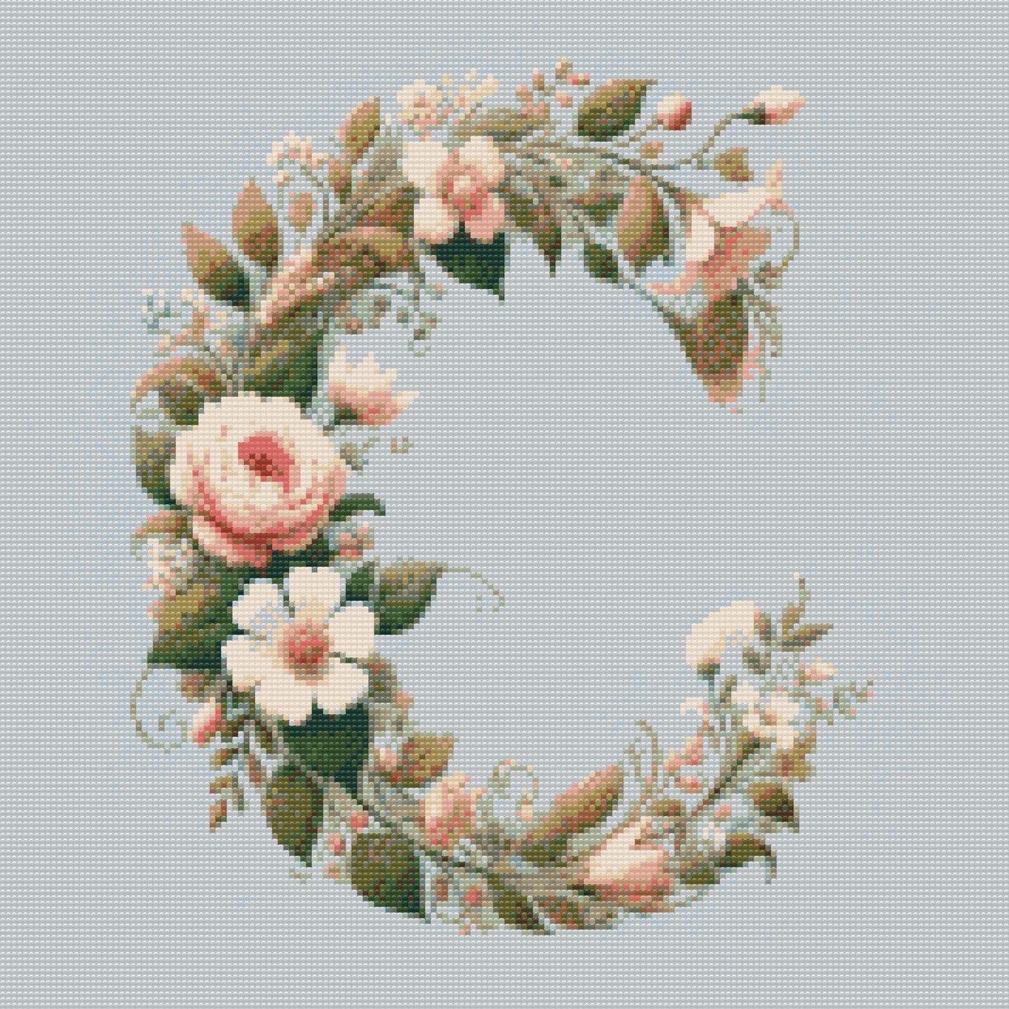 Diamond Painting - Bogstav C - Blomstermønster