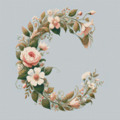 Diamond Painting - Bogstav C - Blomstermønster