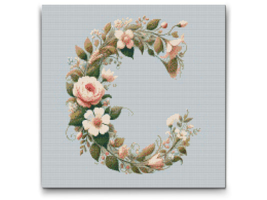 Diamond Painting - Bogstav C - Blomstermønster